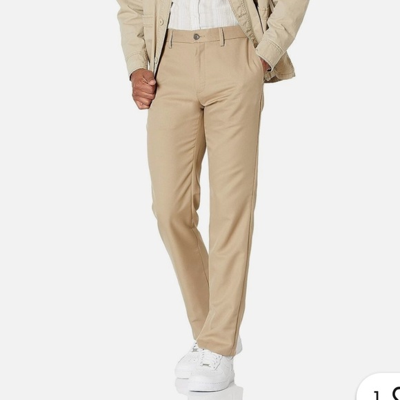 Amazon Essentials Men's Slim-Fit Flat-Front Tan Khaki Pant 42x33 Men - Picture 2 of 4